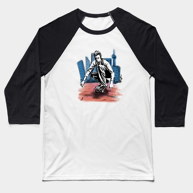 Skateboarder Baseball T-Shirt by sibosssr